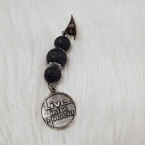 ESSENTIAL CHARMS Volcanic lava beaded Pin Brooch - Picture 9 of 9